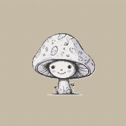 cute mushroom with a hat - cross stitch pattern pdf - instant download