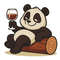 Cute Panda Sitting On A Log Cross Stitch Pattern PDF Instant Download 0