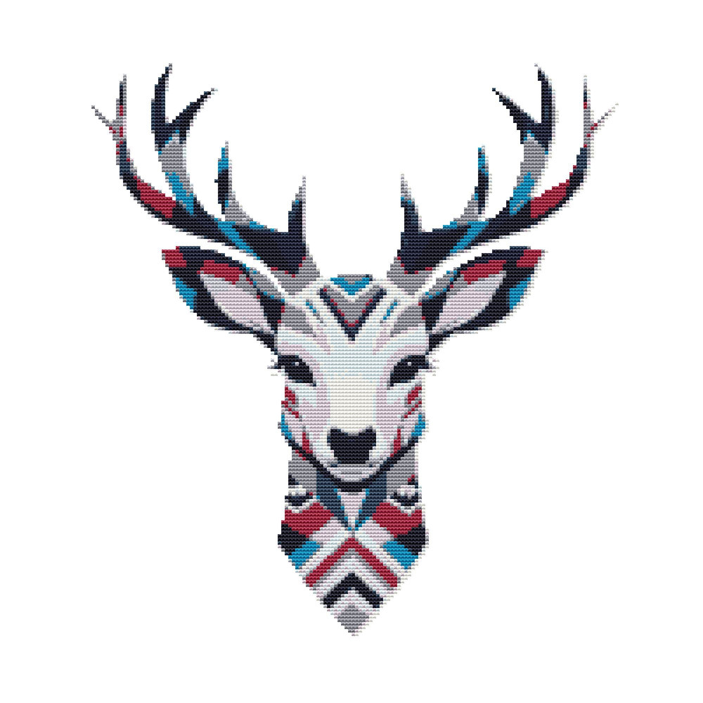 Deer Face And Antlers Cross Stitch Pattern PDF  Instant Download 0