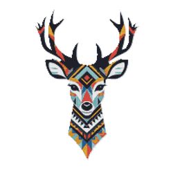 deer with geometric pattern and antlers - cross stitch pattern pdf - instant download