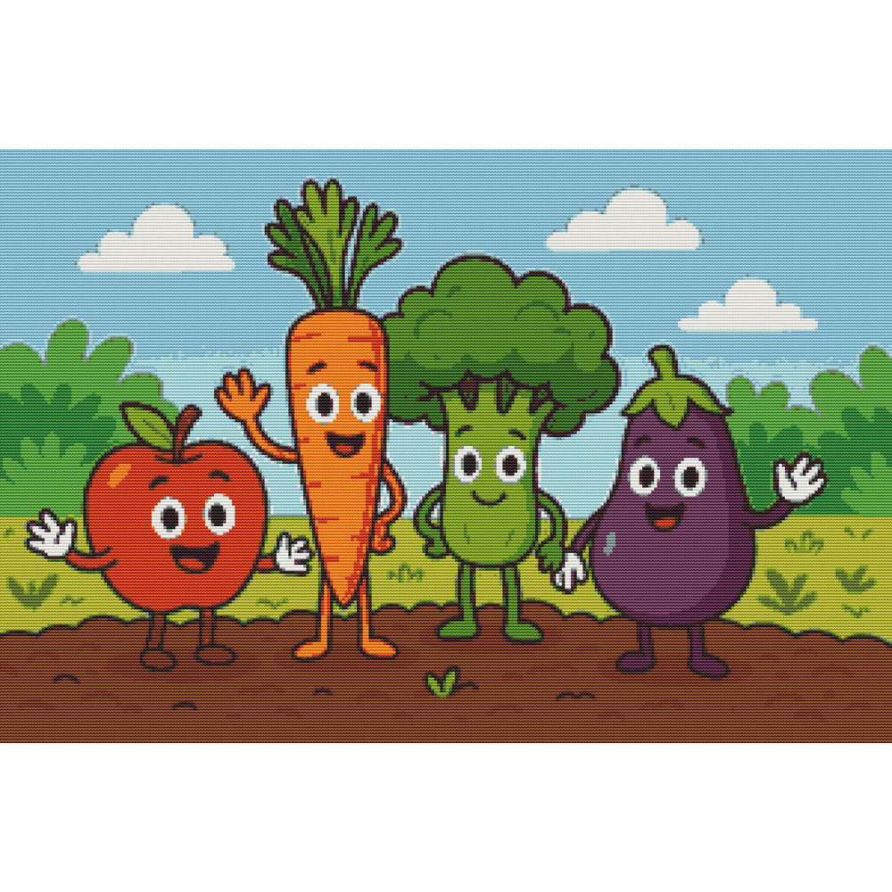 Delicious Vegetables In The Garden  Cross Stitch Pattern PDF  Instant Download 0