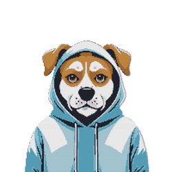 dog in a fashionable blue sweatshirt - cross stitch pattern pdf - instant download