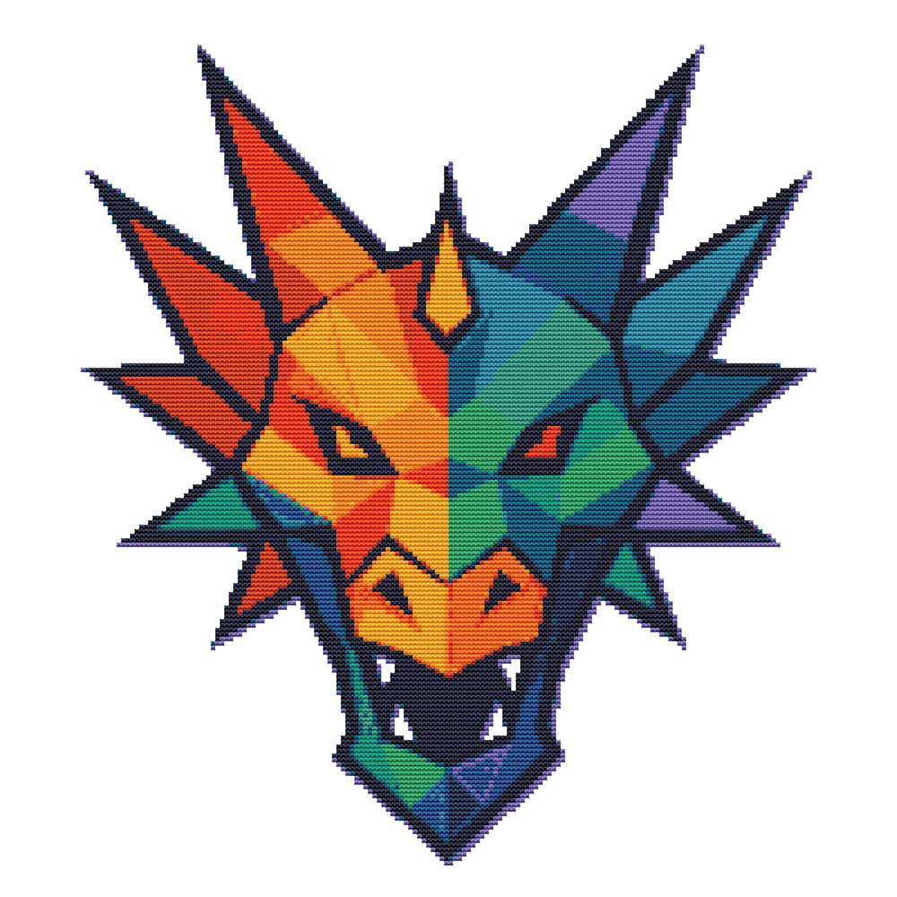 Dragon Face For Halloween  Cross Stitch Pattern PDF  Instant Download 0