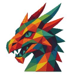 dragon face on white background - cross stitch pattern pdf - instant download
