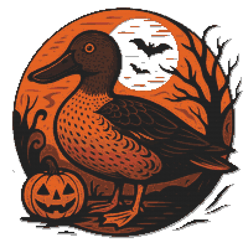 Duck For Halloween  Cross Stitch Pattern PDF  Instant Download 0
