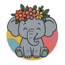 elephant with a flower wreath - cross stitch pattern pdf - instant download
