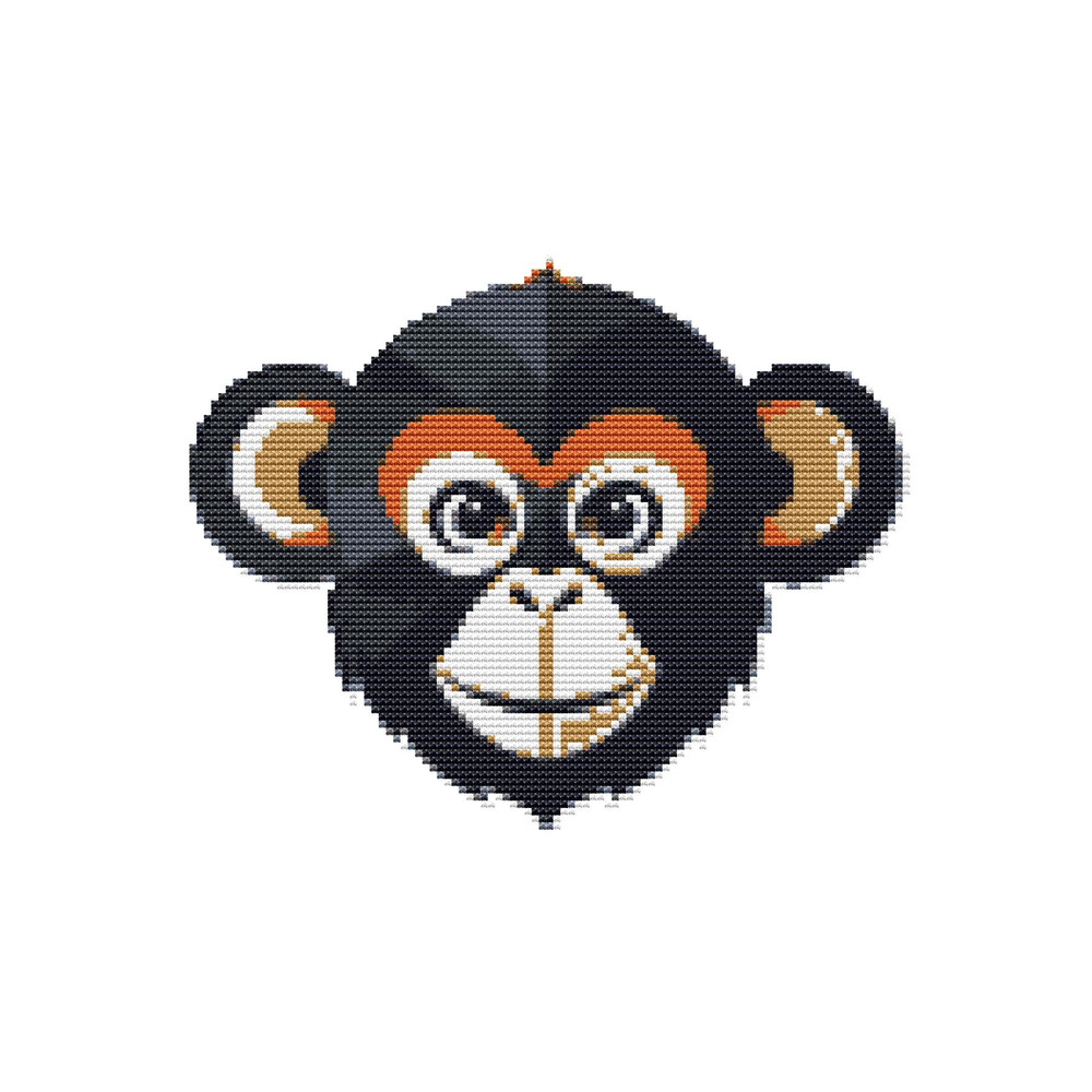 Face Of A Beautiful Monkey  Cross Stitch Pattern PDF  Instant Download 0
