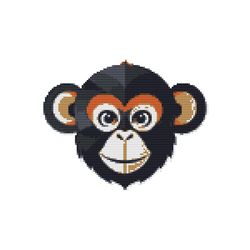 face of a beautiful monkey - cross stitch pattern pdf - instant download