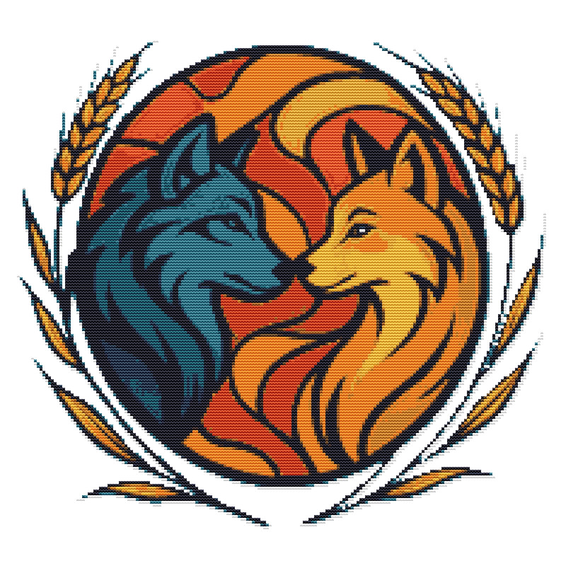 Family Of A Wolf And A Shewolf  Cross Stitch Pattern PDF  Instant Download 0