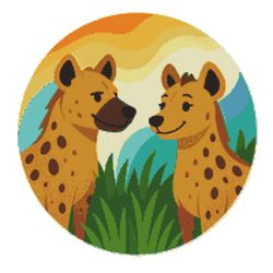family of hyenas in nature - cross stitch pattern pdf - instant download