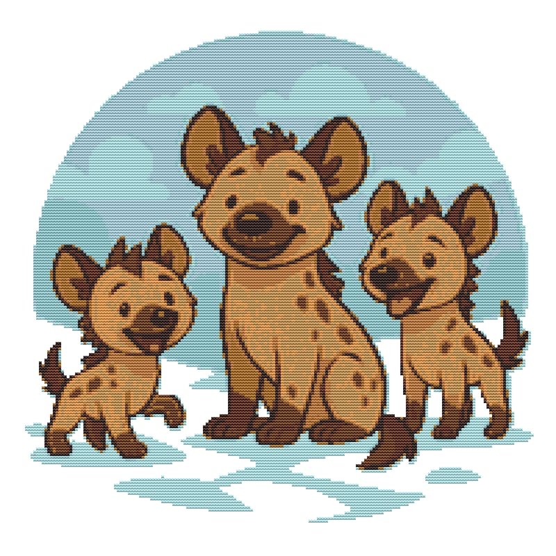 Family Of Hyenas In Winter On The Snow Cross Stitch Pattern PDF Instant Download 0