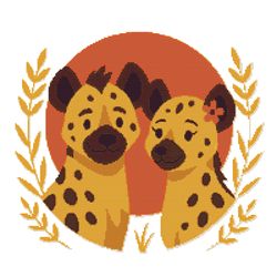 family of hyenas with ears of wheat - cross stitch pattern pdf - instant download