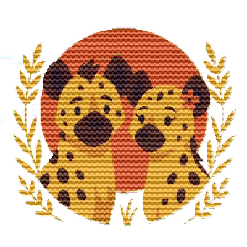 Family Of Hyenas With Ears Of Wheat Cross Stitch Pattern PDF Instant Download 0