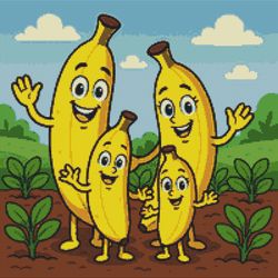 family of ripe bananas in nature - cross stitch pattern pdf - instant download