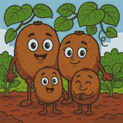 family of ripe kiwis in nature - cross stitch pattern pdf - instant download