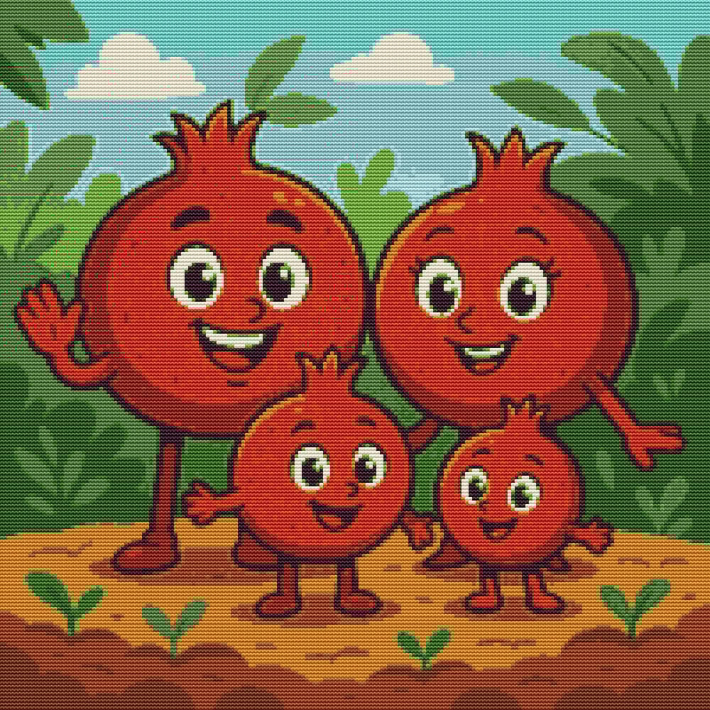 Family Of Ripe Pomegranates In Nature Cross Stitch Pattern PDF Instant Download 0