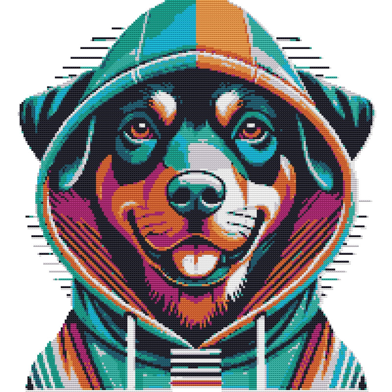 Fashionable And Stylish Dog In A Hood  Cross Stitch Pattern PDF  Instant Download 0