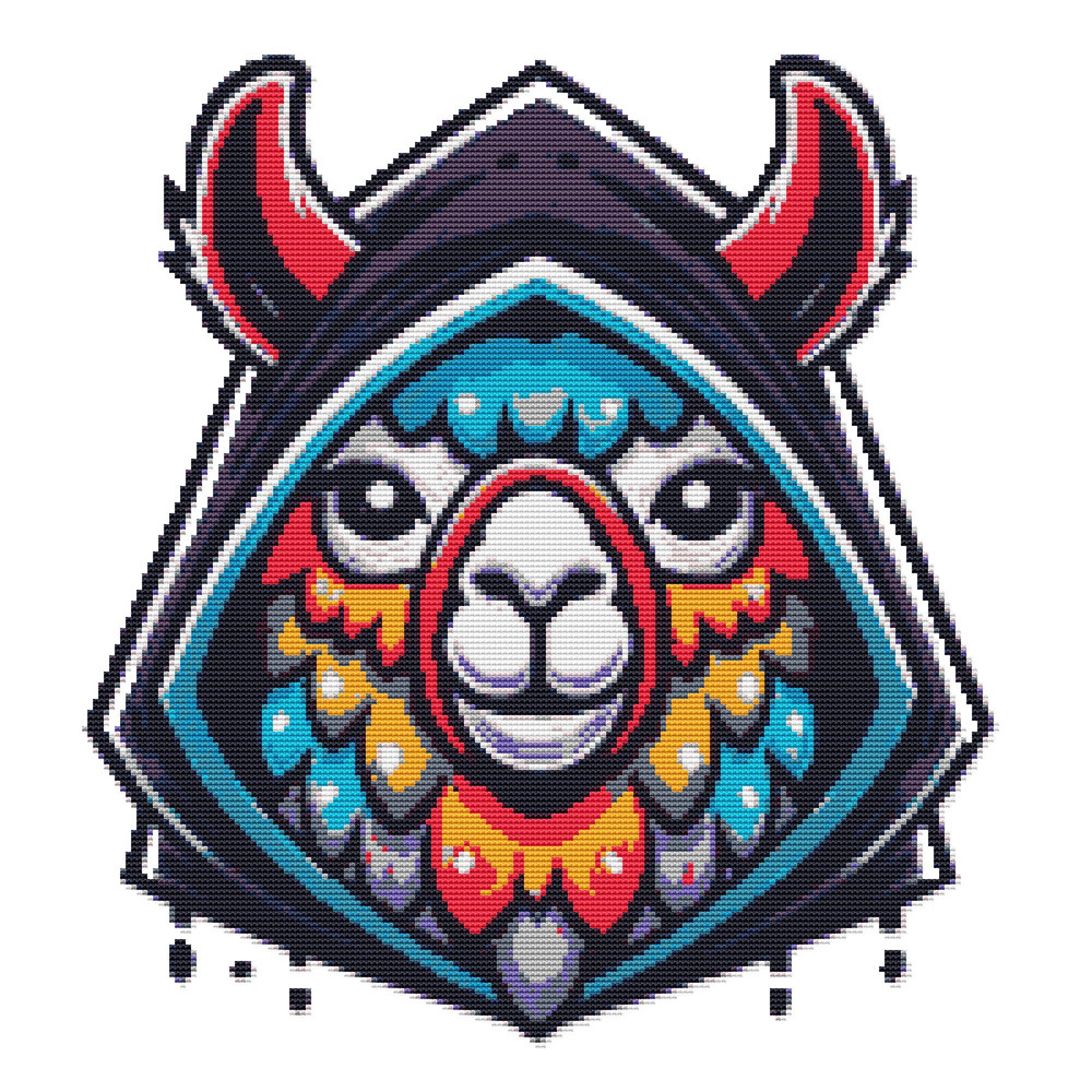 Fashionable Llama With Colored Hair And Hood  Cross Stitch Pattern PDF  Instant Download 0