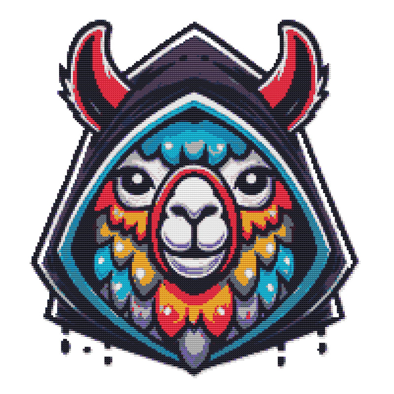 Fashionable Llama With Colored Hair And Hood  Cross Stitch Pattern PDF  Instant Download 0