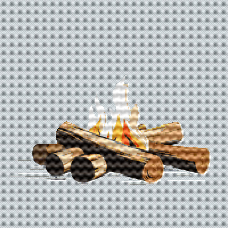 Firewood With Fire Cross Stitch Pattern PDF Instant Download 0