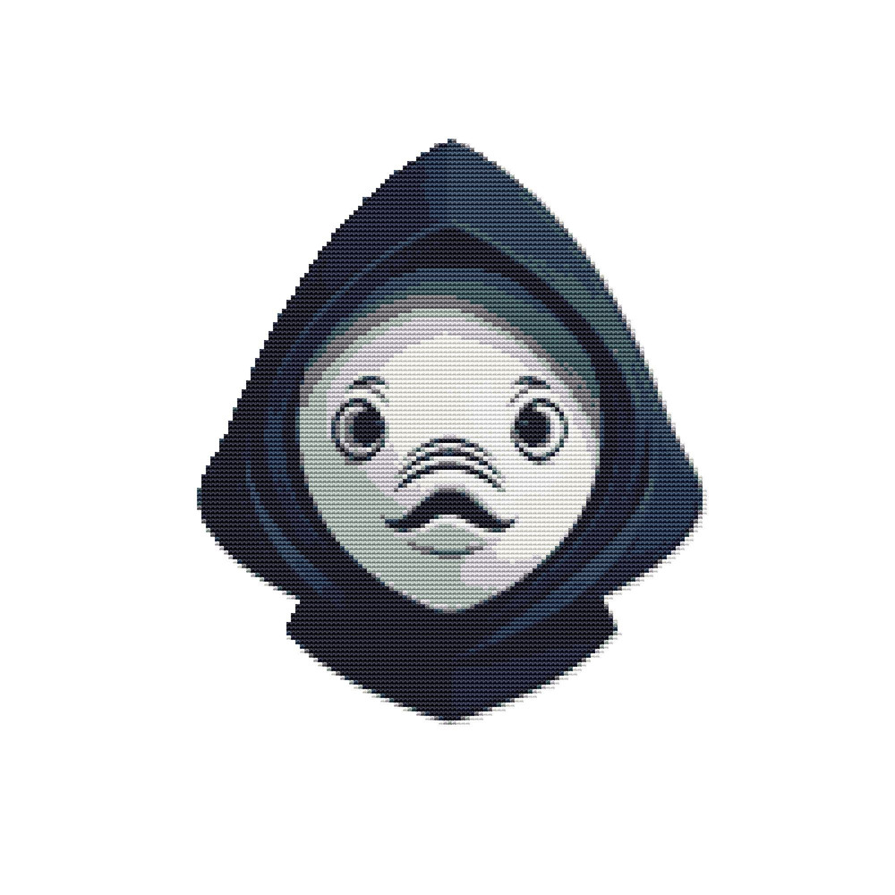 Fish Face In Blue Hood  Cross Stitch Pattern PDF  Instant Download 0