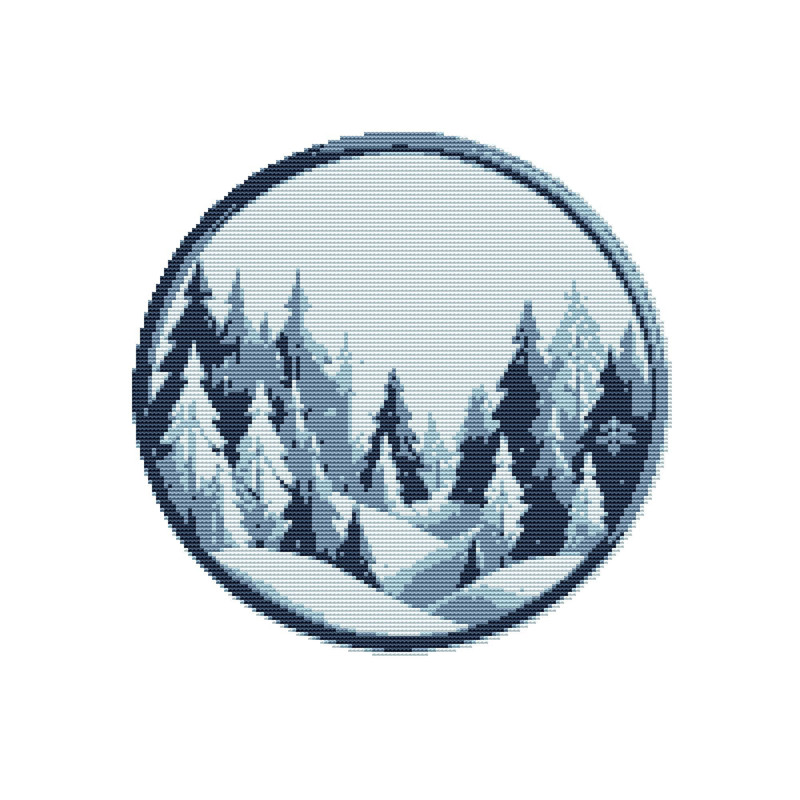 Forest In Winter  Cross Stitch Pattern PDF  Instant Download 0