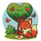 Fox Cub Writes Love Letter Under HeartShaped Tree Valentines Day Cross Stitch Pattern PDF Instan 0