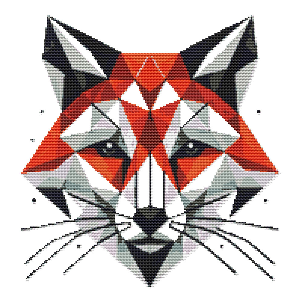 Fox Face With Pattern Cross Stitch Pattern PDF Instant Download 0