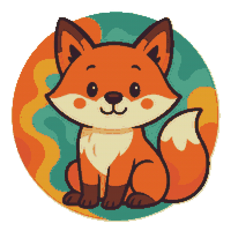 Fox On A Background Of Colored Blots  Cross Stitch Pattern PDF  Instant Download 0