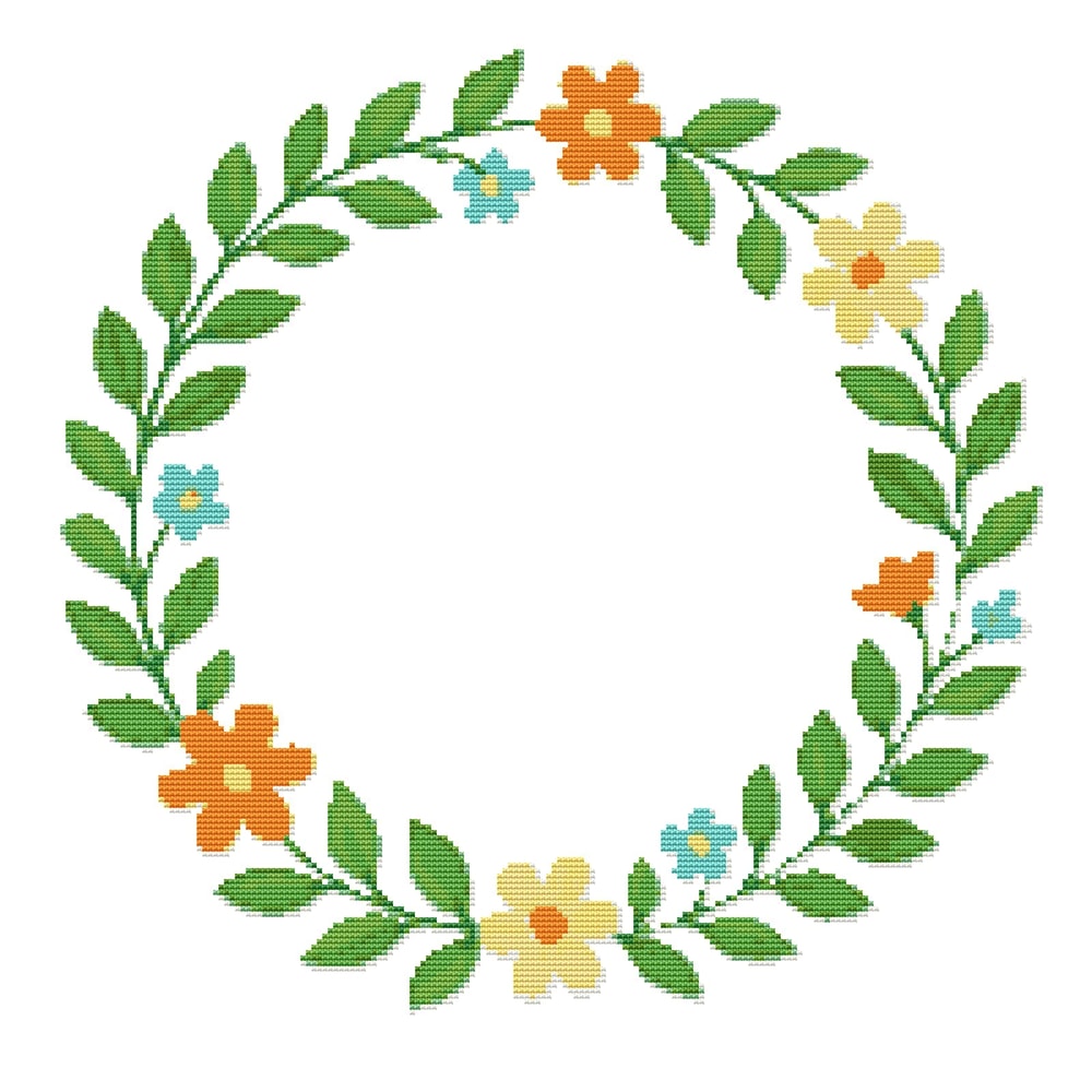 Frame With Flowers Cross Stitch Pattern PDF Instant Download 0