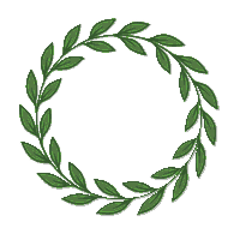 Frame With Green Leaves  Cross Stitch Pattern PDF  Instant Download 0