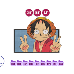 luffy funny anime embroidery design, anime embroidery design 79