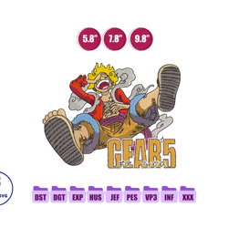 luffy gear anime embroidery design, anime embroidery design 122