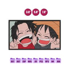 luffy ace anime embroidery design, anime embroidery design