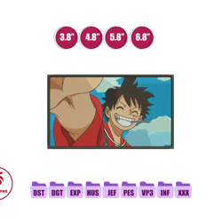 luffy smile anime embroidery design, anime embroidery design