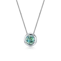 925 Sterling Silver Green Moissanite 0.5 Ct Pendant Solitaire Necklace For Women