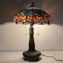 Dragonfly Colorful Tiffany Lamp Stained Glass Bedroom Decoration Handmade Light