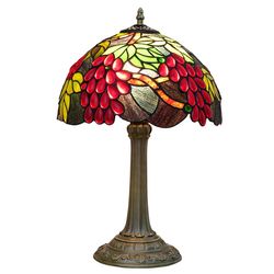 Red Grape Tiffany Table Lamp Stain Glass Bedroom Decoration Handmade Light 12 In
