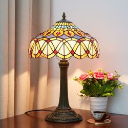 Peacock Feather Tiffany Table Lamp Stained Glass Handmade Home Decoration Light