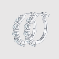 925 Sterling Silver Hoop Earrings Sparkling Huggies Earrings for Elegant Style