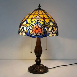Rose Flower Tiffany Table Lamp Stained Glass Bedroom Handmade Light Decoration