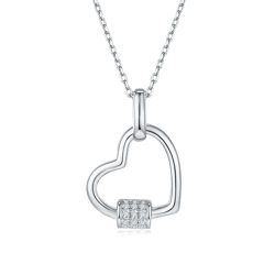 Heart Collier Moissanite Necklace 925 Sterling Silver Round Cut VVS For Women