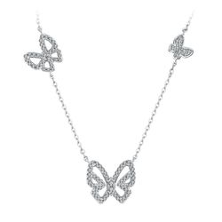 Sparkly Cute Butterfly Moissanite Necklace 925 Sterling Silver VVS1 D For Women