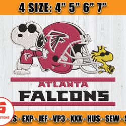 Atlanta Falcons Embroidery, Snoopy Embroidery, NFL Machine Embroidery Digital, 4 sizes Machine Emb Files-05-Goldstone