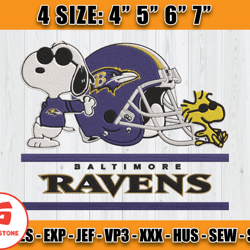 Ravens Embroidery, Snoopy Embroidery, NFL Machine Embroidery Digital, 4 sizes Machine Emb Files-01-Goldstone