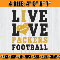 Live Love Packer Football Embroidery Design, Logo Green Bay Packers Design, Embroidery Design, D24- Clasquinsvg