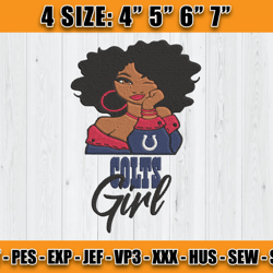 Indianapolis Colts Black GirlEmbroidery, Black GirlEmbroidery, Colts Embroidery Design, Sport Embroidery, D3 - Clasquins