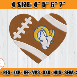 Los Angeles Rams Heart Embroidery, Rams Embroidery, NFL Los Angeles Rams Embroidery, NFL Team Embroidery Design