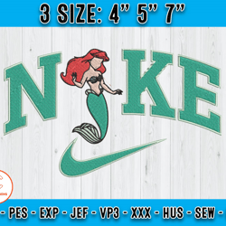 nike ariel embroidery, the little mermaid embroidery, cartoon inspired embroidery