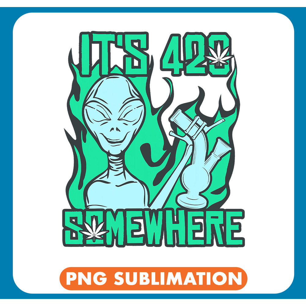 Aliens Stoner Funny Alien 420 Weed Marijuana Cannabis UFO Bong Gift .jpg